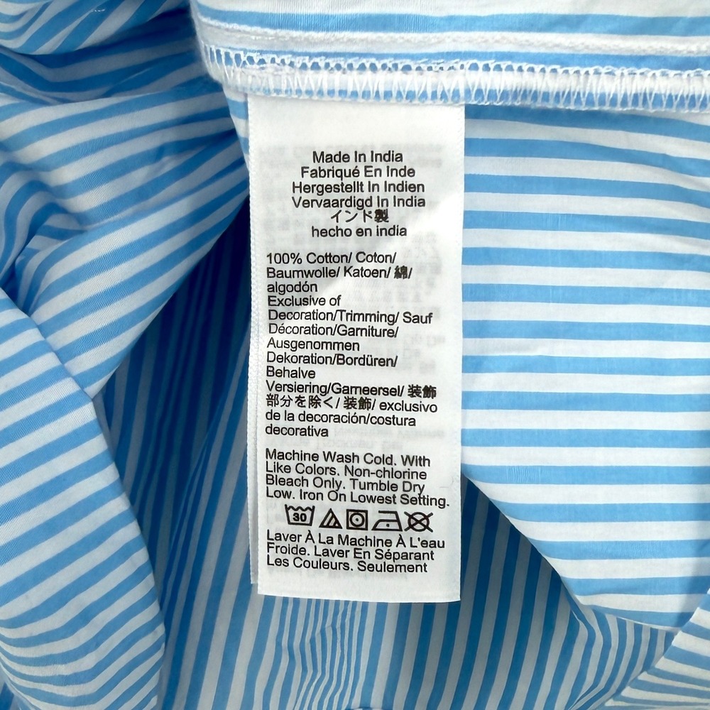 J CREW Paloma Smocked Tank Top Womens Medium Blue White Stripe Tie Shoulder NEW - Picture 13 of 15